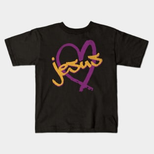 I Love Jesus Vintage 80's & 90's Purple and Dijon Kids T-Shirt